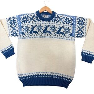 Blue and White Patterned Women's Sweater